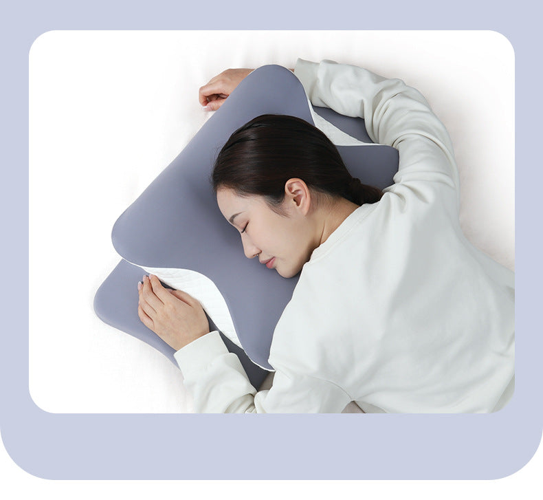 Blue & White Butterfly Memory Foam Pillow - Cervical Neck Support Orthopedic