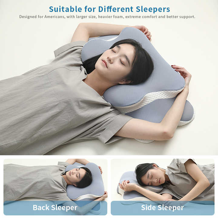 Light Pink Butterfly Memory Foam Pillow - Cervical Neck Support Orthopedic