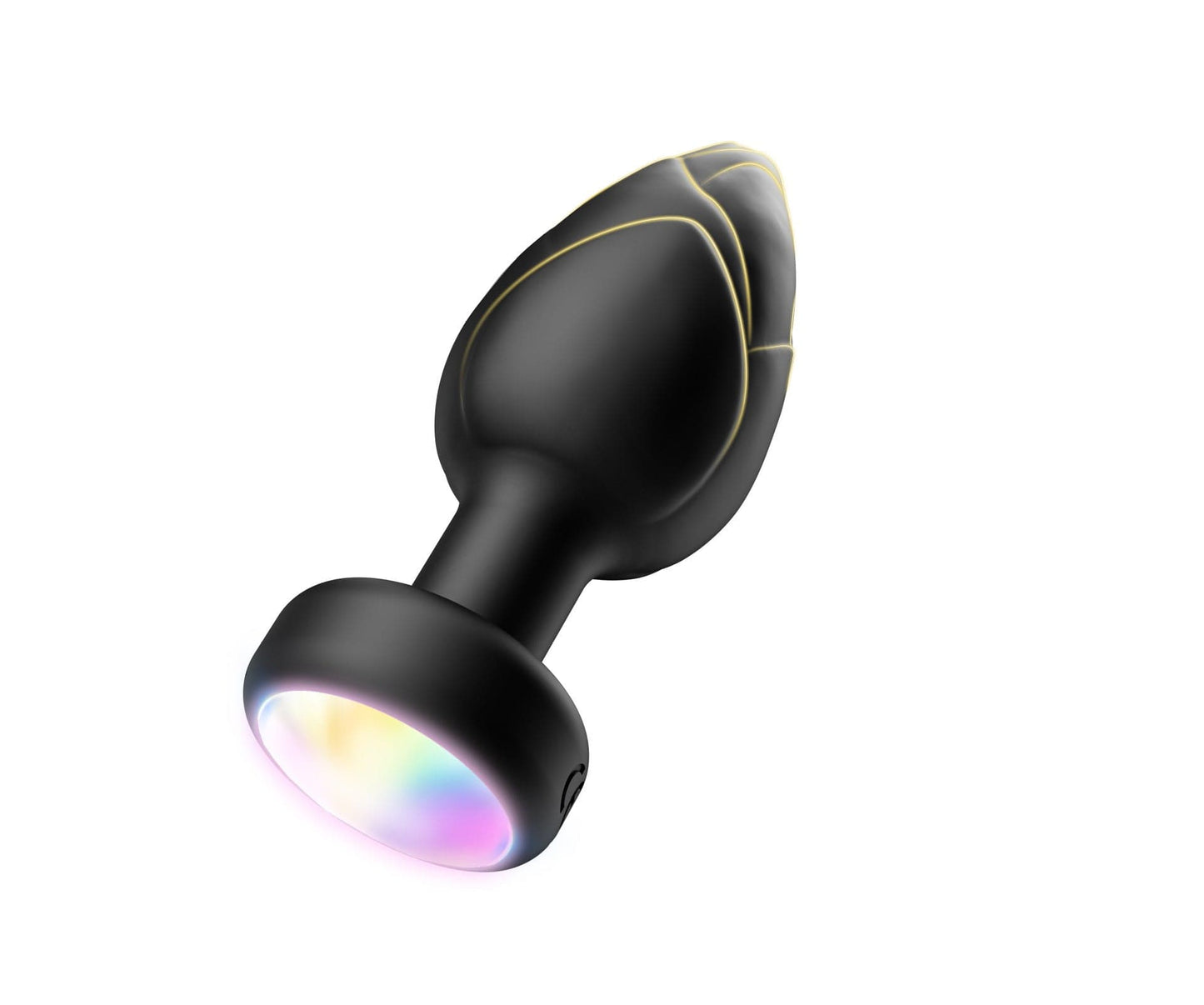 Black LED Vibrating Anal Plug with Remote - 10 Speeds 7 Light Modes Waterproof