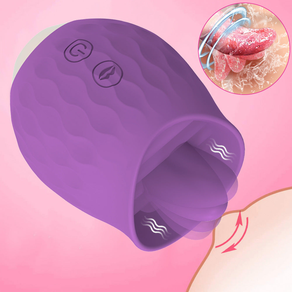 Purple Rosebud Flickering Tongue Vibrator - 10 Speed Clitoral & G-Spot Stimulator