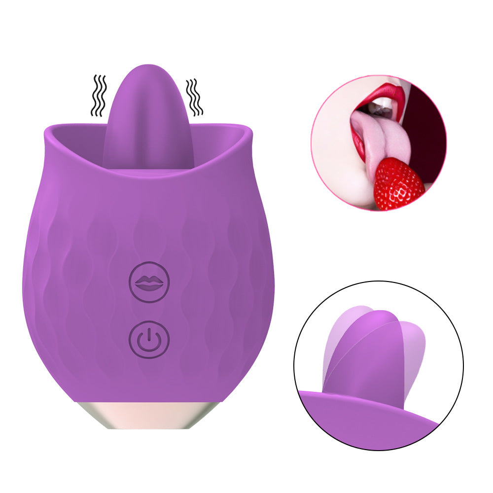Purple Rosebud Flickering Tongue Vibrator - 10 Speed Clitoral & G-Spot Stimulator