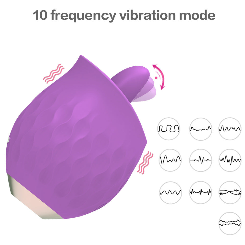 Purple Rosebud Flickering Tongue Vibrator - 10 Speed Clitoral & G-Spot Stimulator
