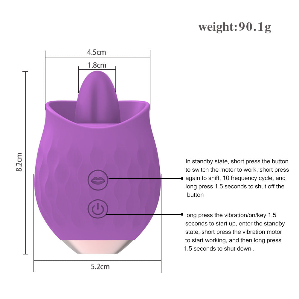 Purple Rosebud Flickering Tongue Vibrator - 10 Speed Clitoral & G-Spot Stimulator