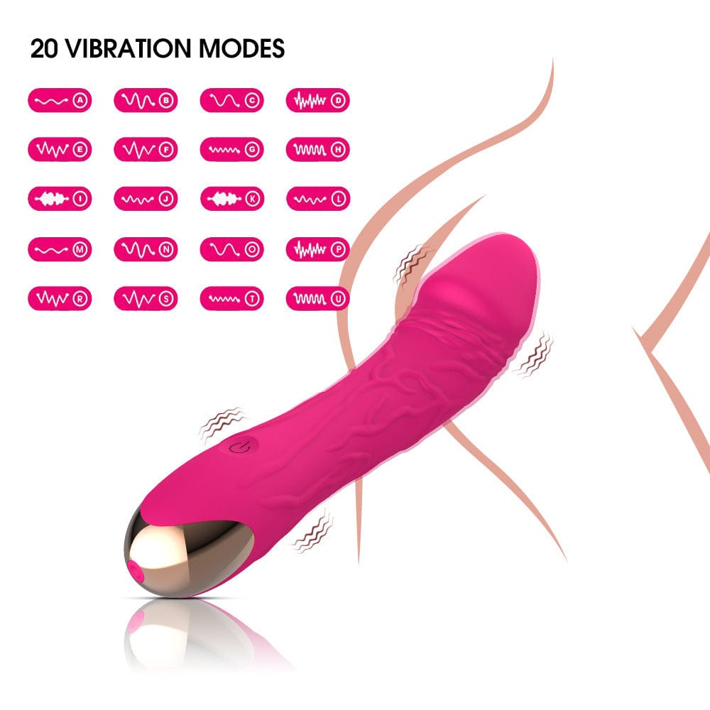 Dark Red G-Spot Vibrator - 20 Speed Rechargeable Silicone Wand