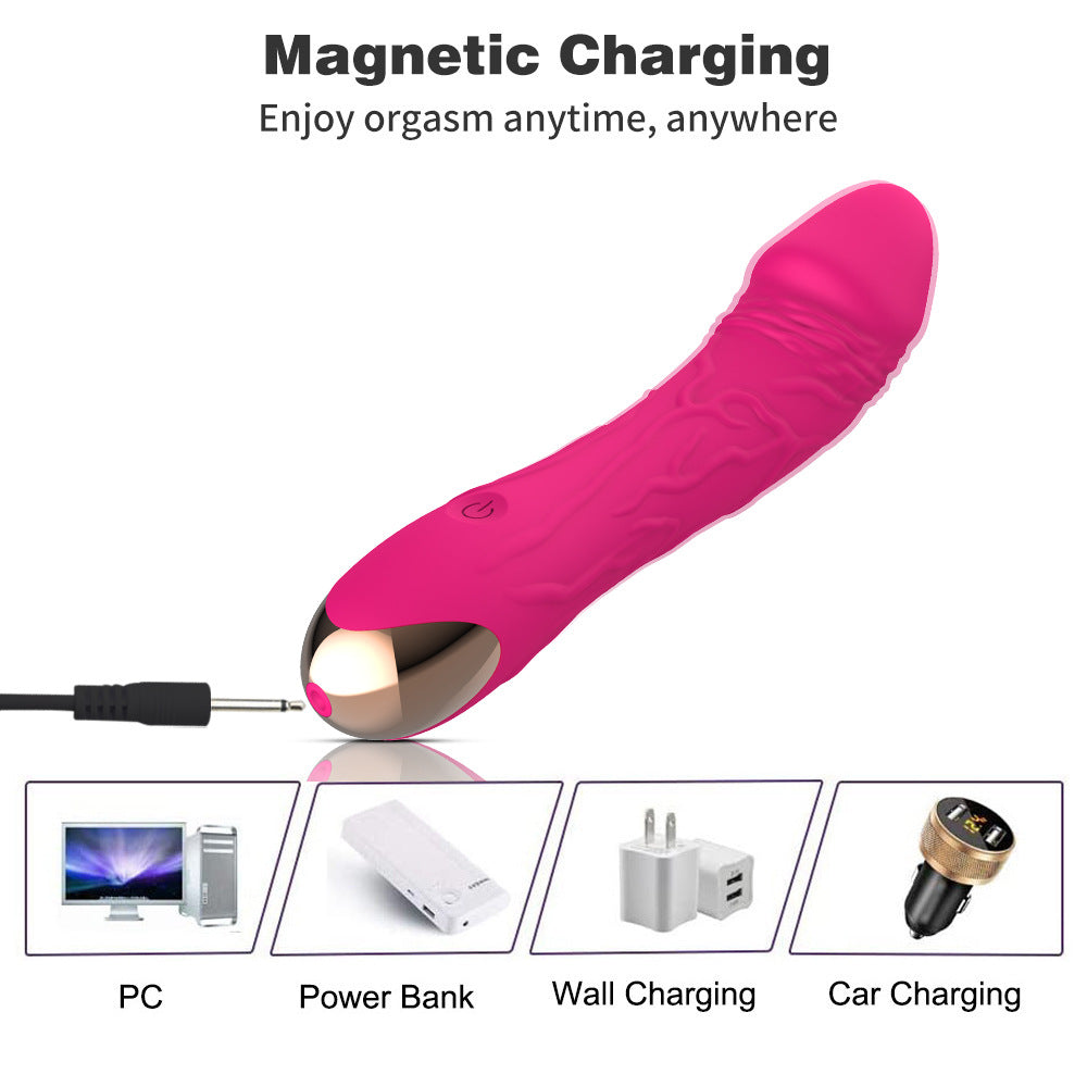 Dark Red G-Spot Vibrator - 20 Speed Rechargeable Silicone Wand