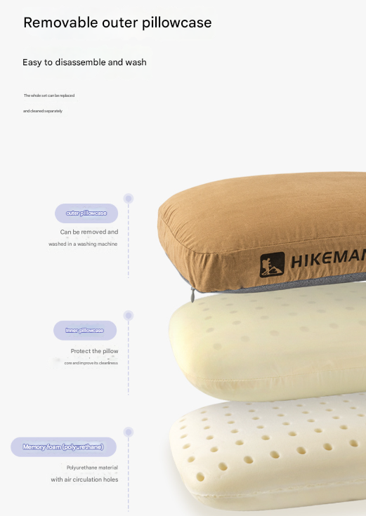 Coffee Reversible Memory Foam Travel Pillow - All-Season Neck Support