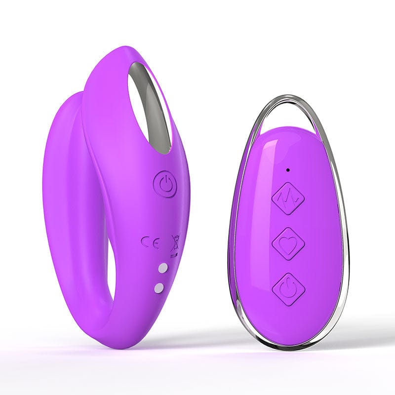 Purple BlissLink U-Shaped Couple's Vibrator with Remote - 12 Modes
