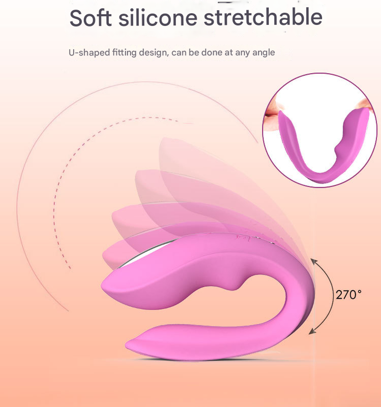 Purple BlissLink U-Shaped Couple's Vibrator with Remote - 12 Modes