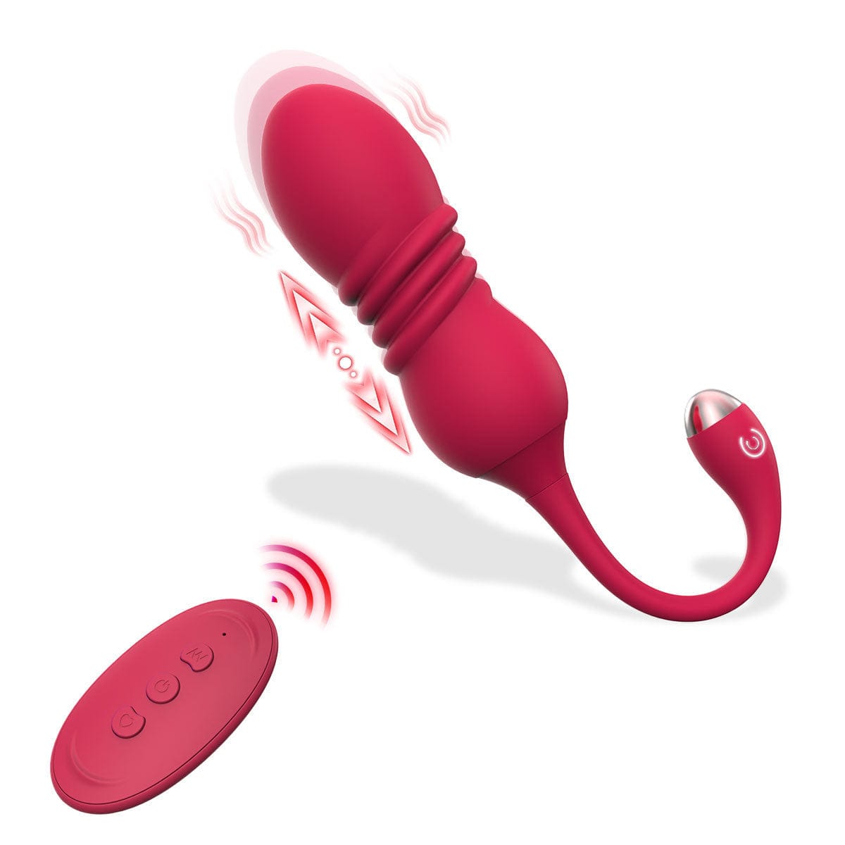 Red ThrustWave Vibrating & Telescopic Pleasure Egg - 12 Vibe & 3 Thrust Modes