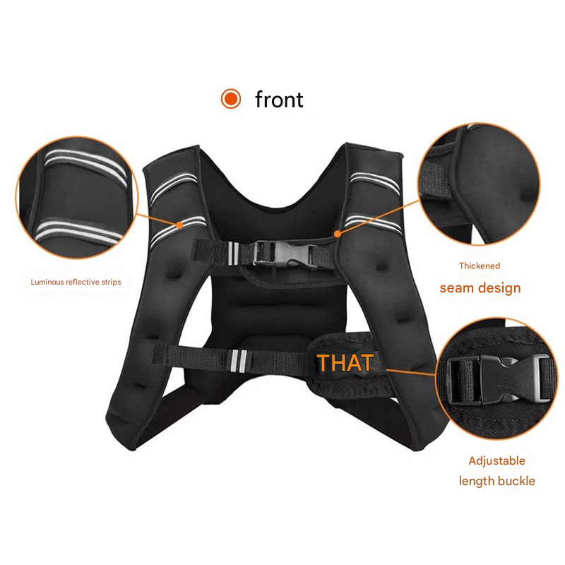 Black Adjustable Weighted Vest 3KG - Reflective for Running & Strength Training