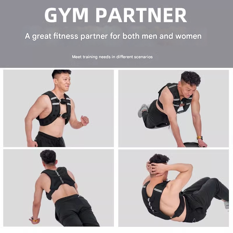 Black Adjustable Weighted Vest 3KG - Reflective for Running & Strength Training