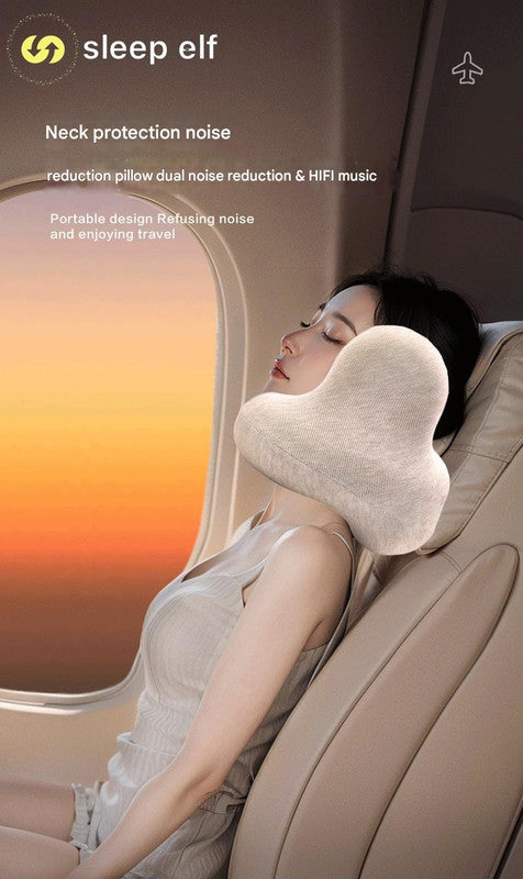 Smart Neck Pillow - Bluetooth Noise Reduction & Graphene Heating (Navy Blue)