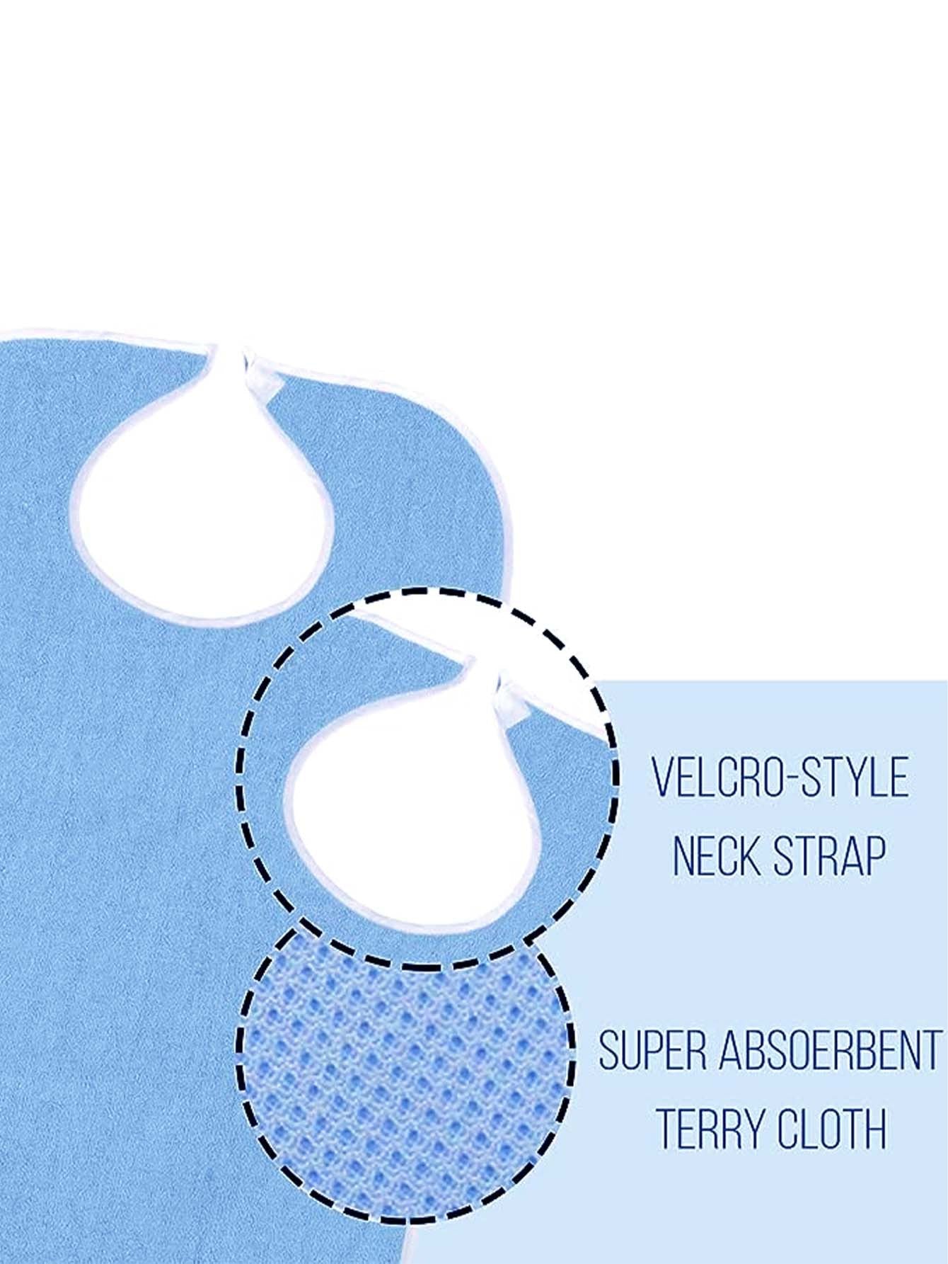 Dark Blue Feeding Apron with Pocket - Adjustable Care Bib for Adults 2-Pack