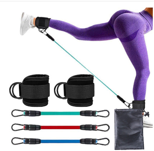 Black Snap Resistance Bands Set with Ankle Straps - Glute & Leg Workouts 10-30lbs