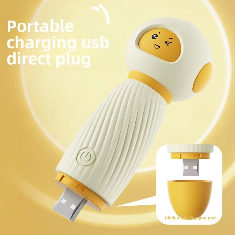 Yellow Mini Wand Massager - 10 Vibration Modes USB Rechargeable Waterproof