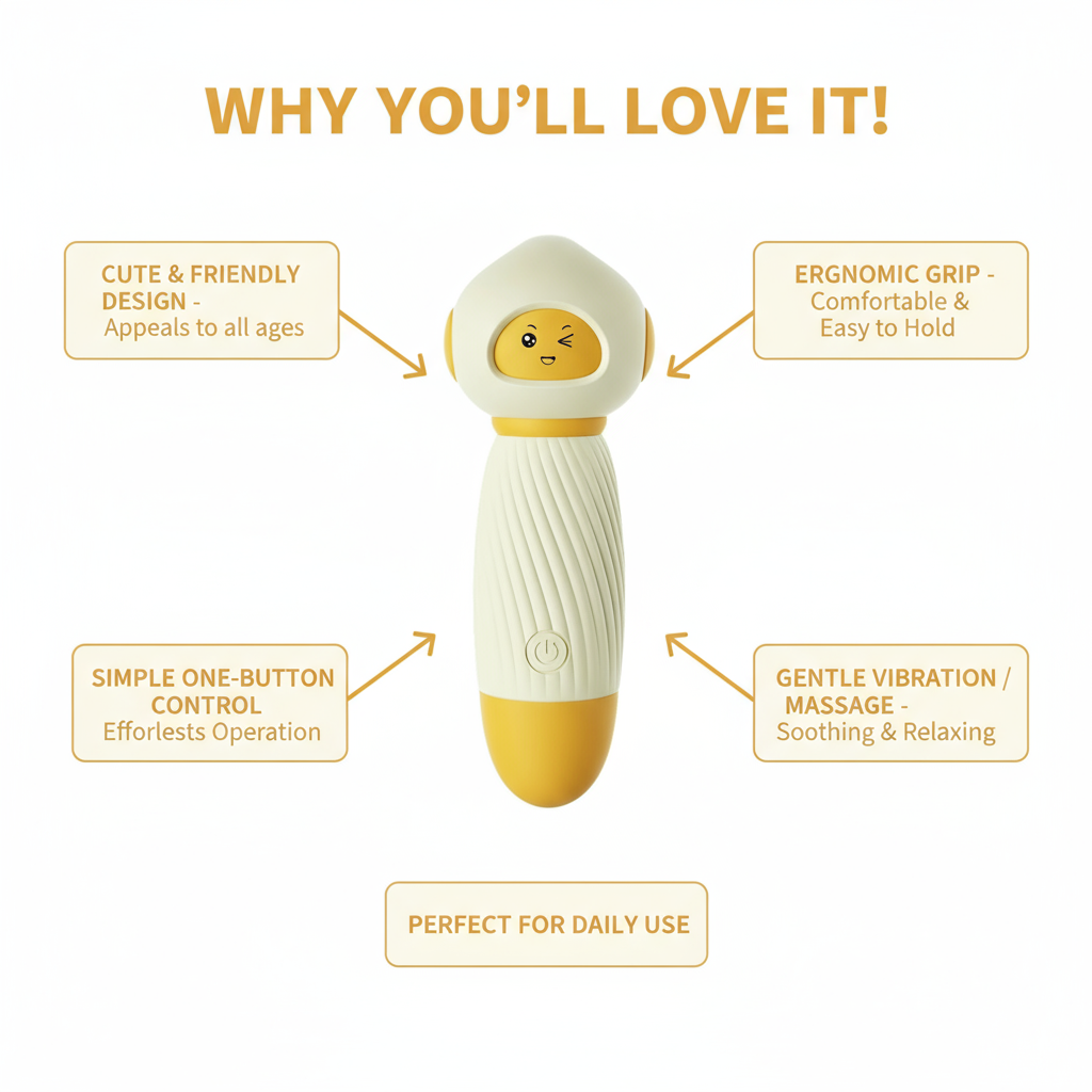 Yellow Mini Wand Massager - 10 Vibration Modes USB Rechargeable Waterproof