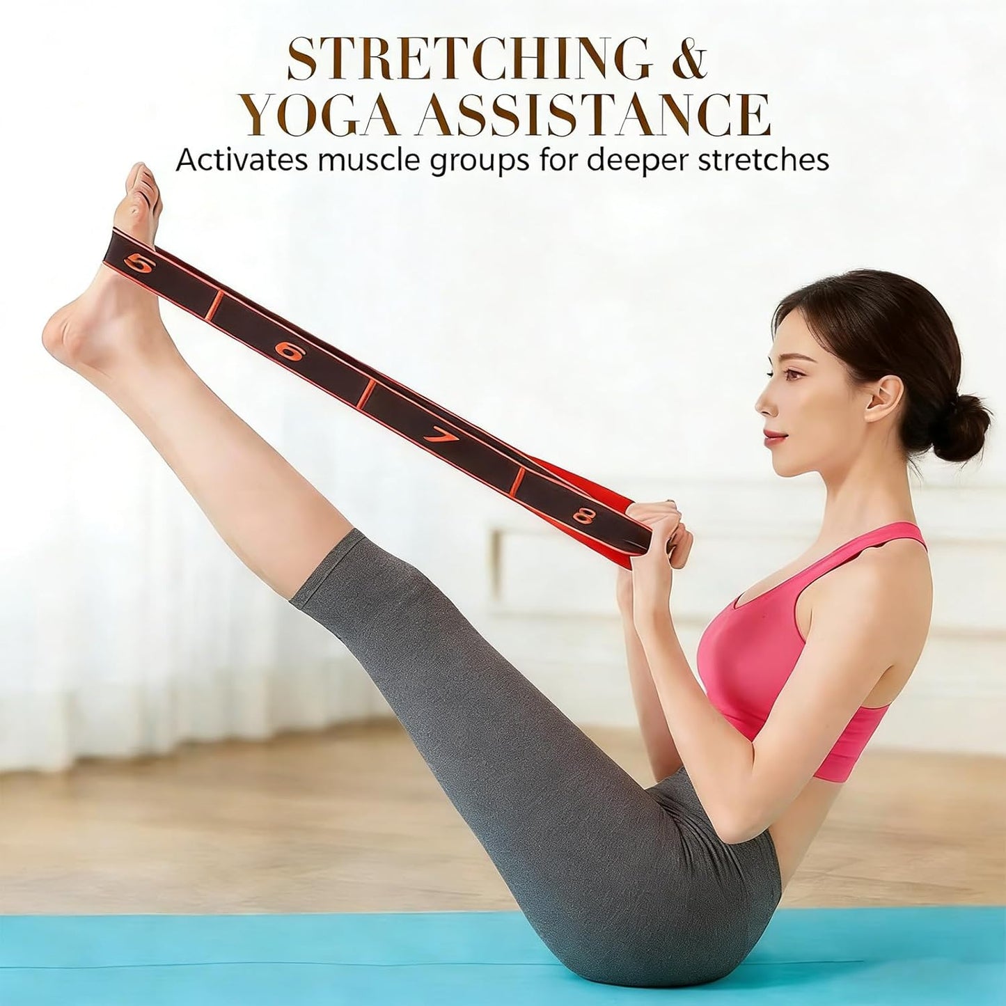 Pink 12-Loop Yoga Stretch Strap 2-Pack 4x138cm - Resistance Band for Pilates
