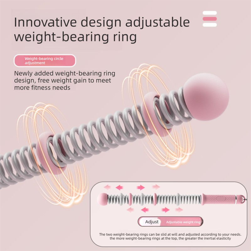 Pink Cordless Battle Rope - Adjustable Weight Rings for Home Gym Training