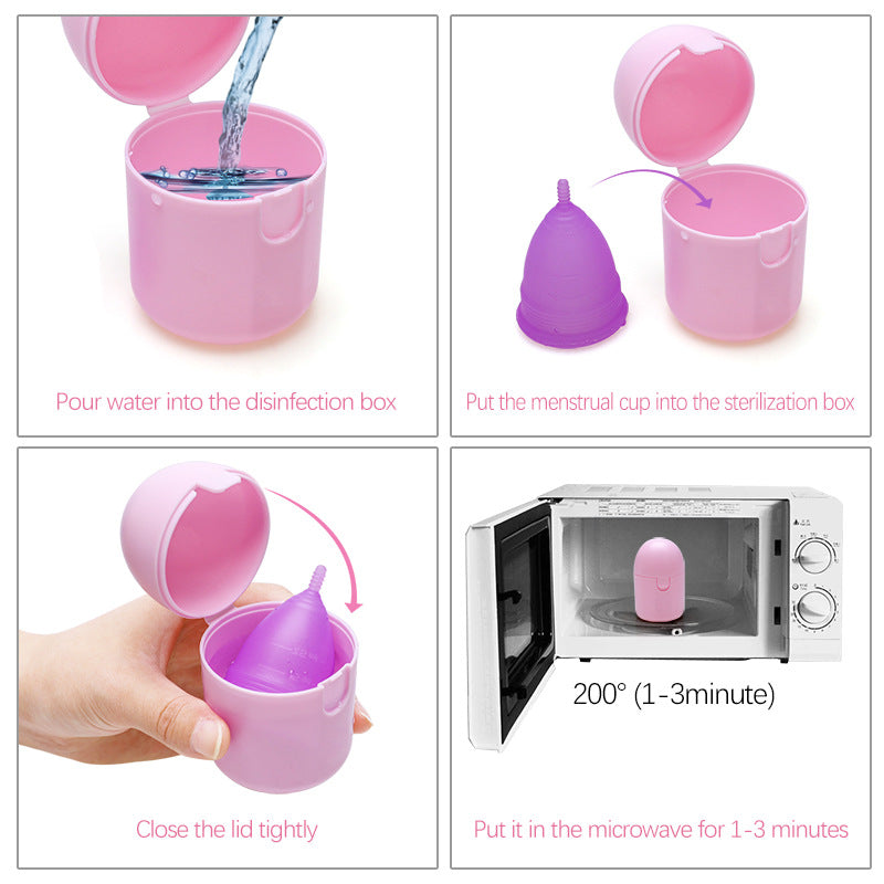2PCS Medical Silicone Menstrual Cup S + Sterilizer Box - Microwave Safe (Pink)