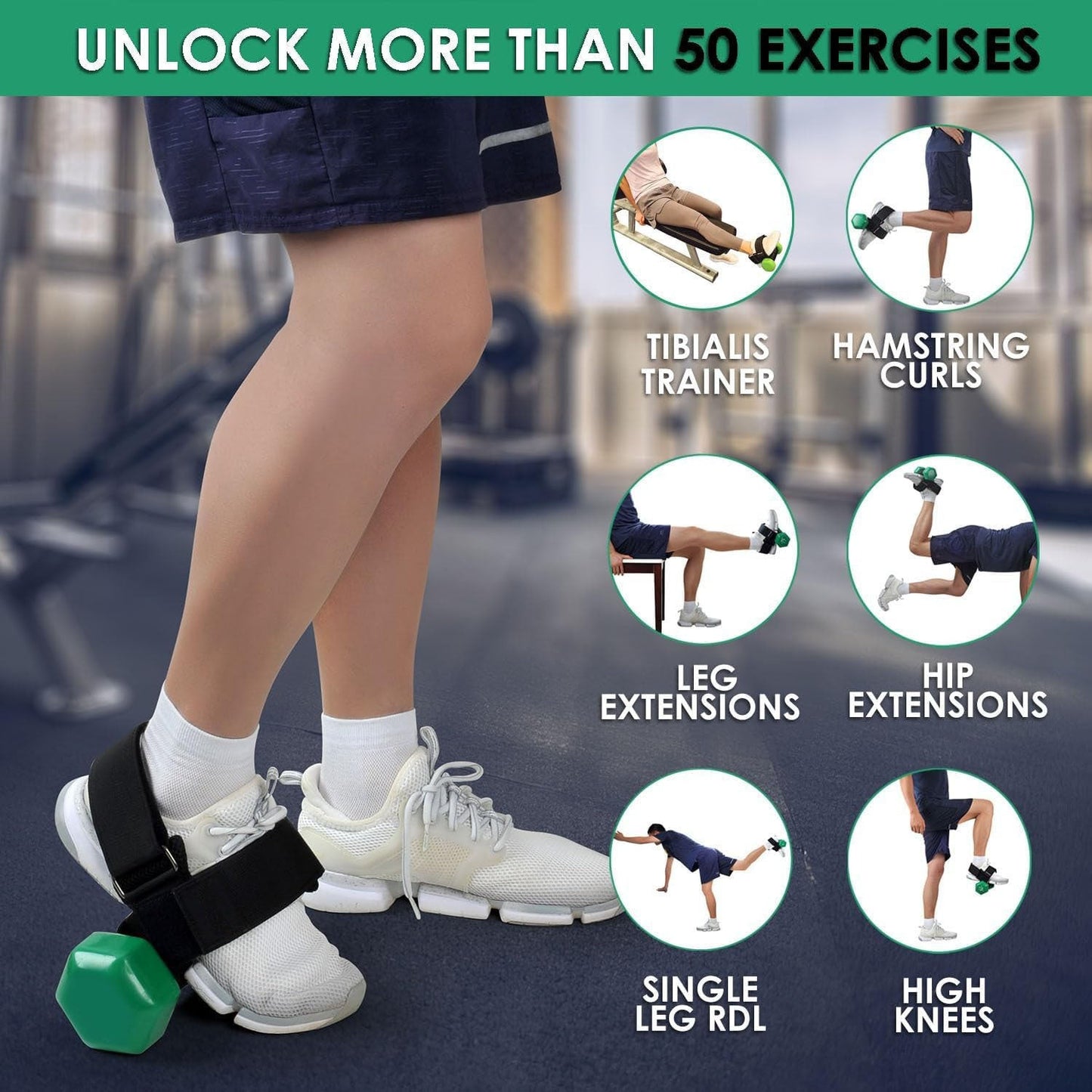 Heavy Duty Ankle Strap for Weightlifting - Leg Curls Extensions & Hip Abductors