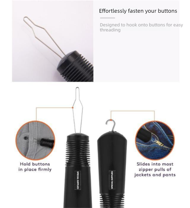 2-Pack Black Dressing Aid - Button & Zipper Assistant for Elderly
