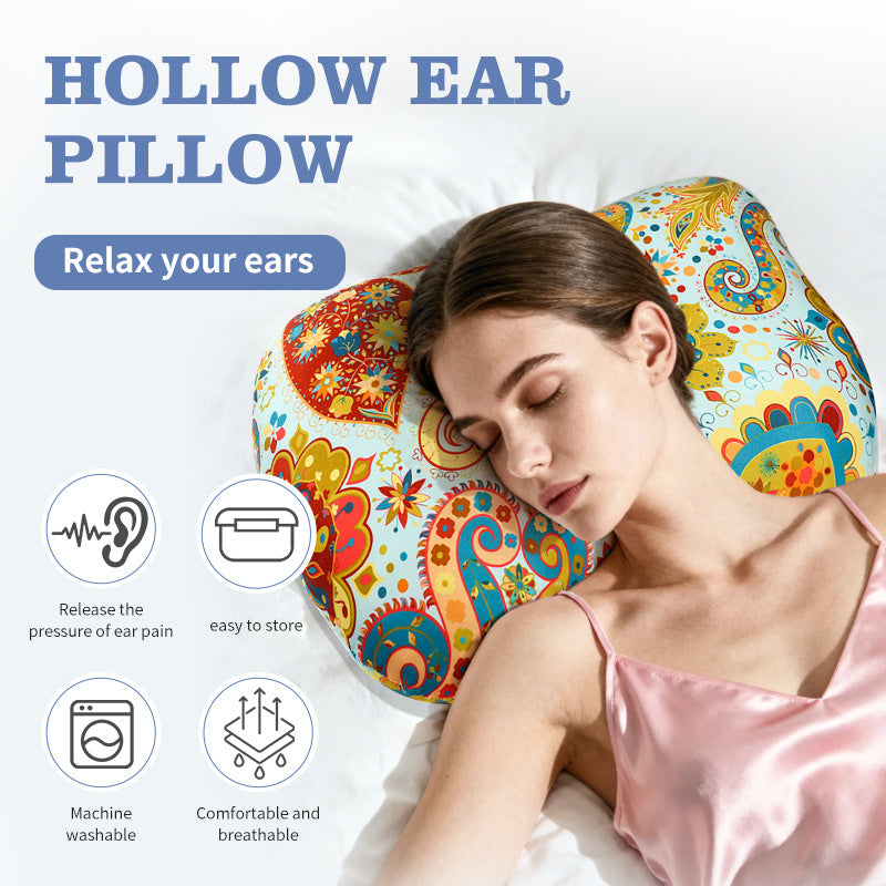 Rainbow Flower Hollow Ear Support Pillow - Adjustable Side Sleep Neck Cushion