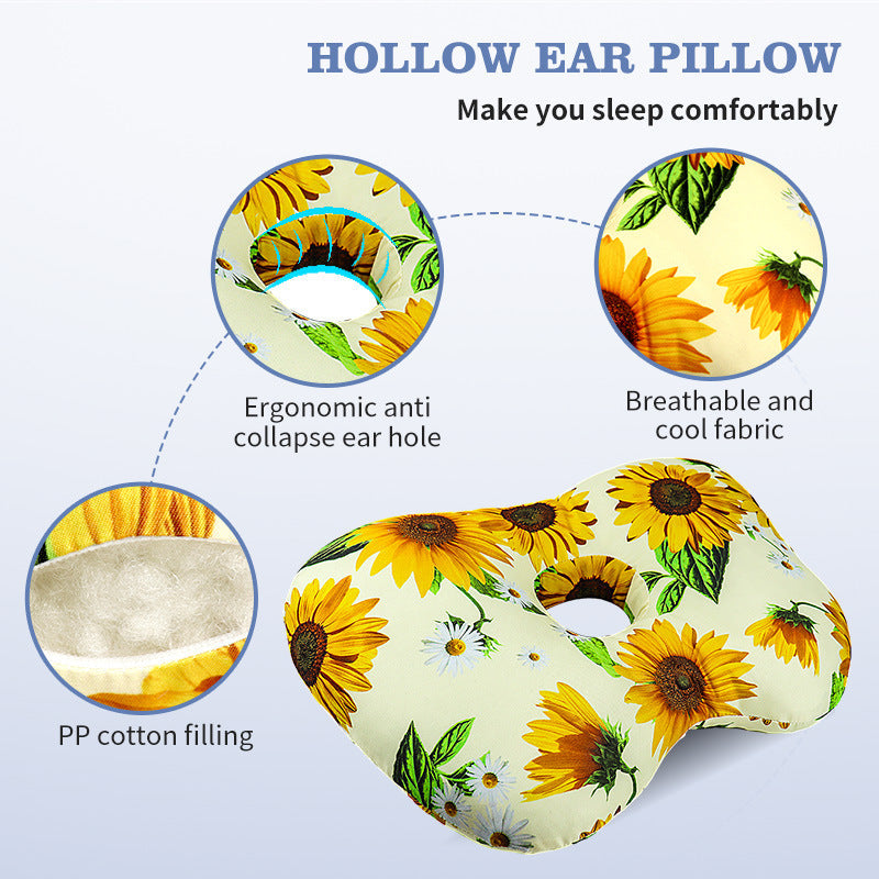 Rainbow Flower Hollow Ear Support Pillow - Adjustable Side Sleep Neck Cushion