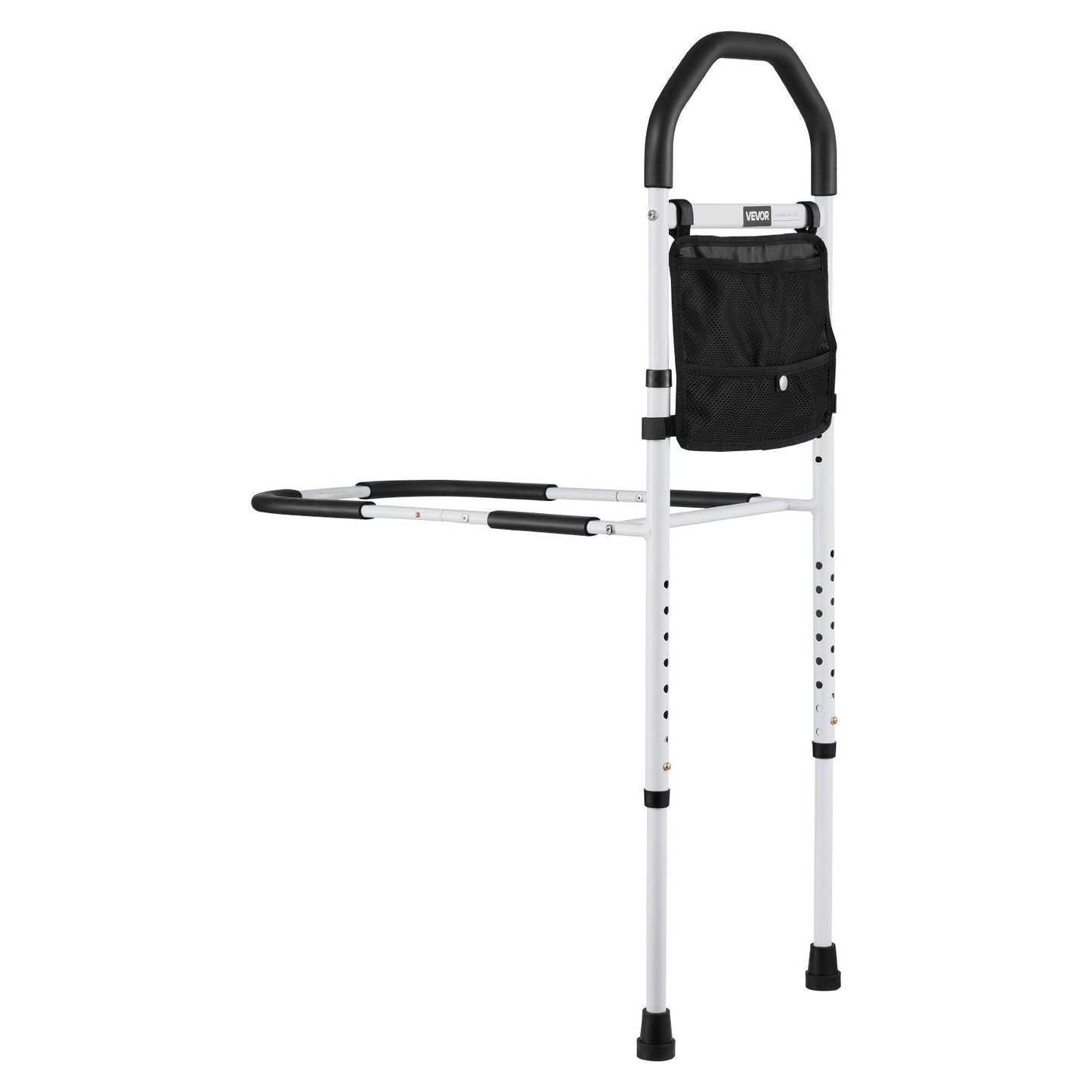 Bed Rail for Elderly, Bedside Assist Rails with Supporting Leg and PU Handrail, Adjustable Height Carbon Steel Pipe Bedside Cane, Bed Bars for Seniors & Patients, Fits King, Queen, Full, Twin
