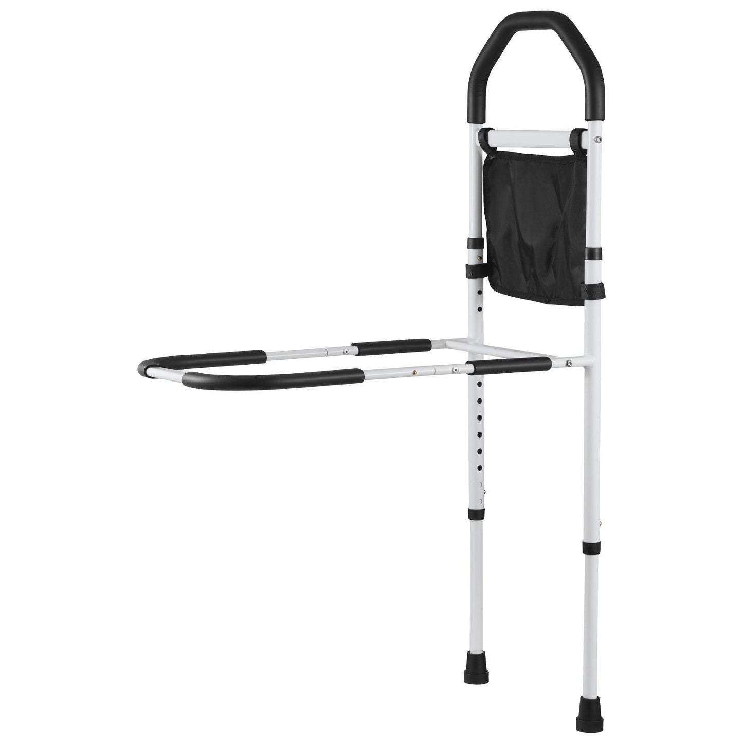 Bed Rail for Elderly, Bedside Assist Rails with Supporting Leg and PU Handrail, Adjustable Height Carbon Steel Pipe Bedside Cane, Bed Bars for Seniors & Patients, Fits King, Queen, Full, Twin