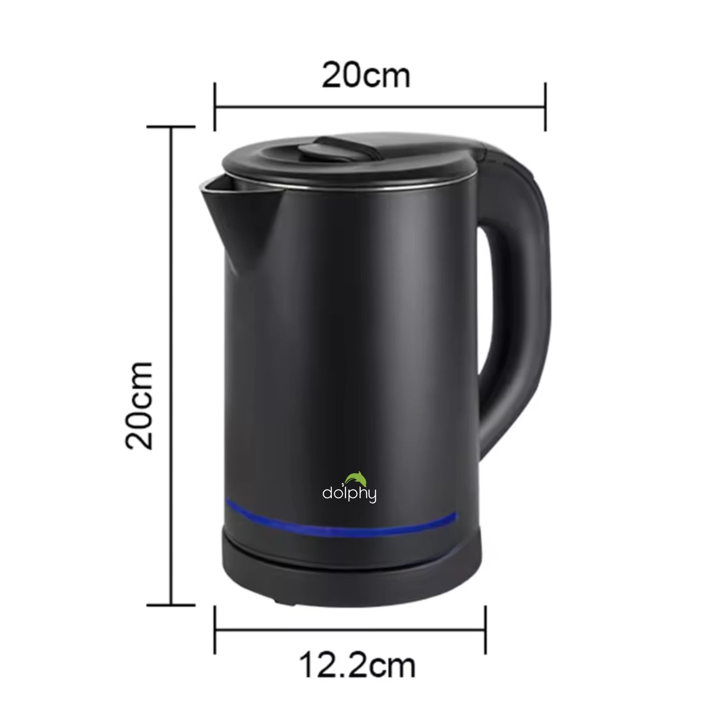 0.8L Electric Kettle 800W Matt Black with Light Design