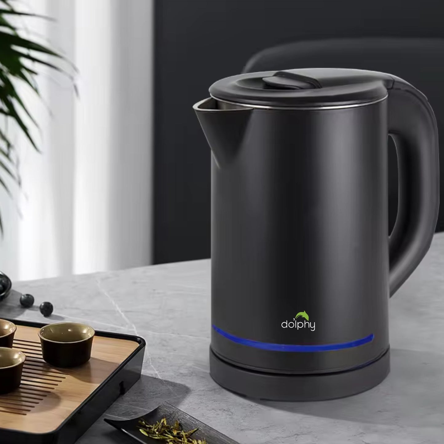 0.8L Electric Kettle 800W Matt Black with Light Design