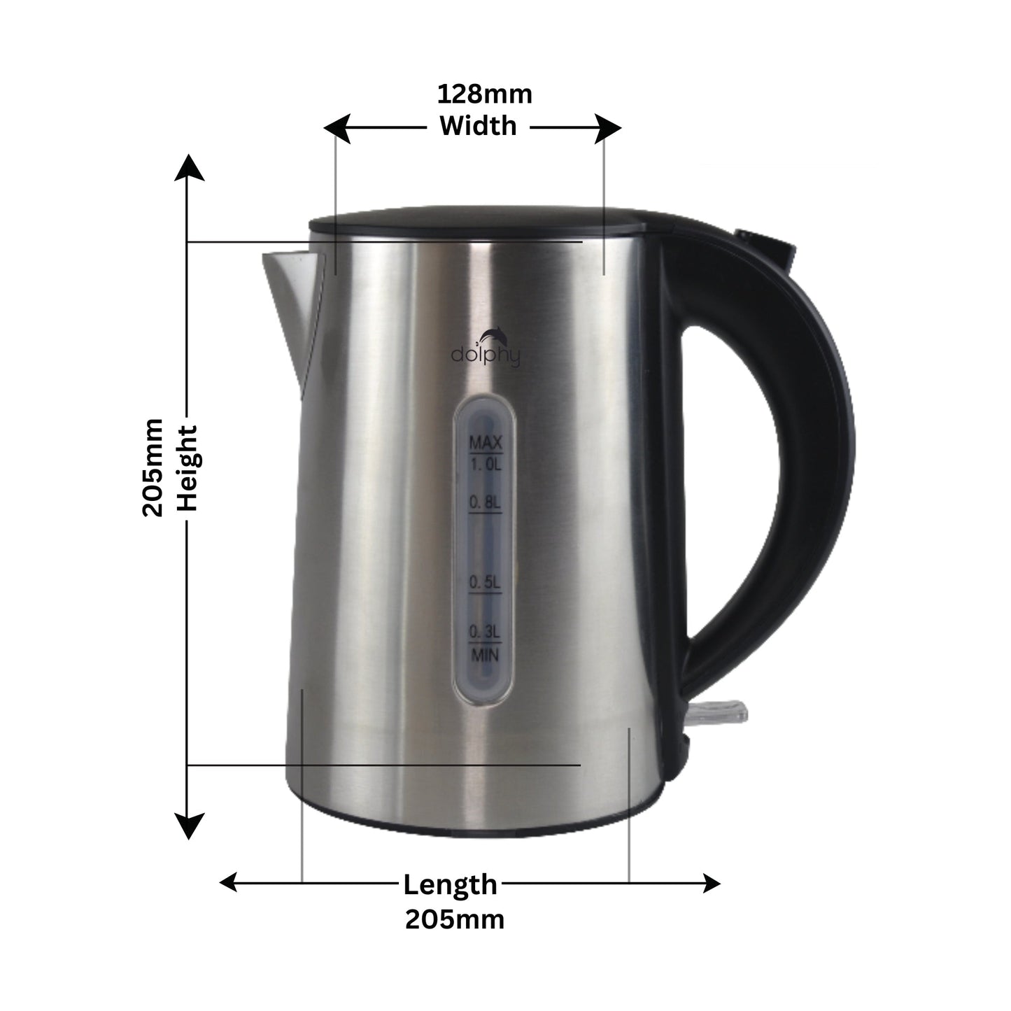 1.0L Brushed Silver Stainless Steel Electric Kettle Hotel Motel
