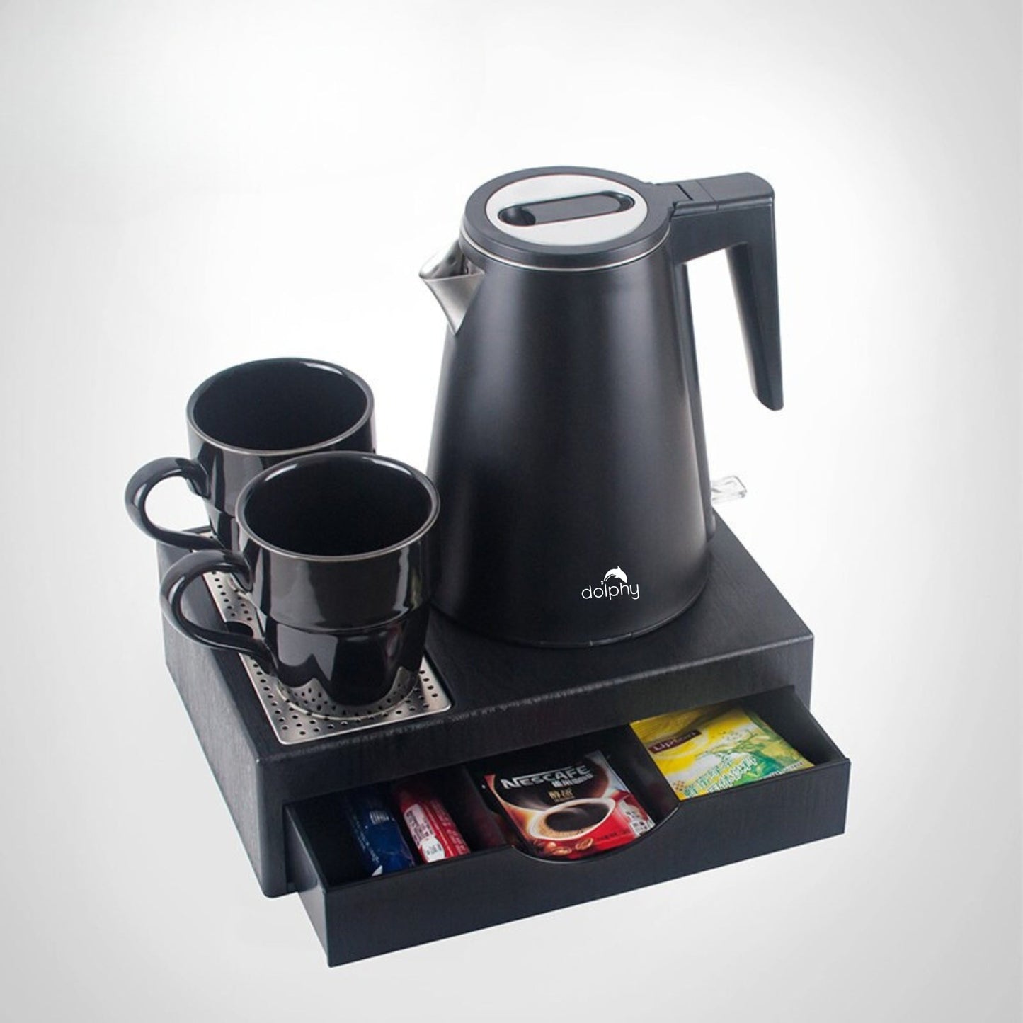 0.8L Double Layer Stainless Steel Electric Kettle - Black