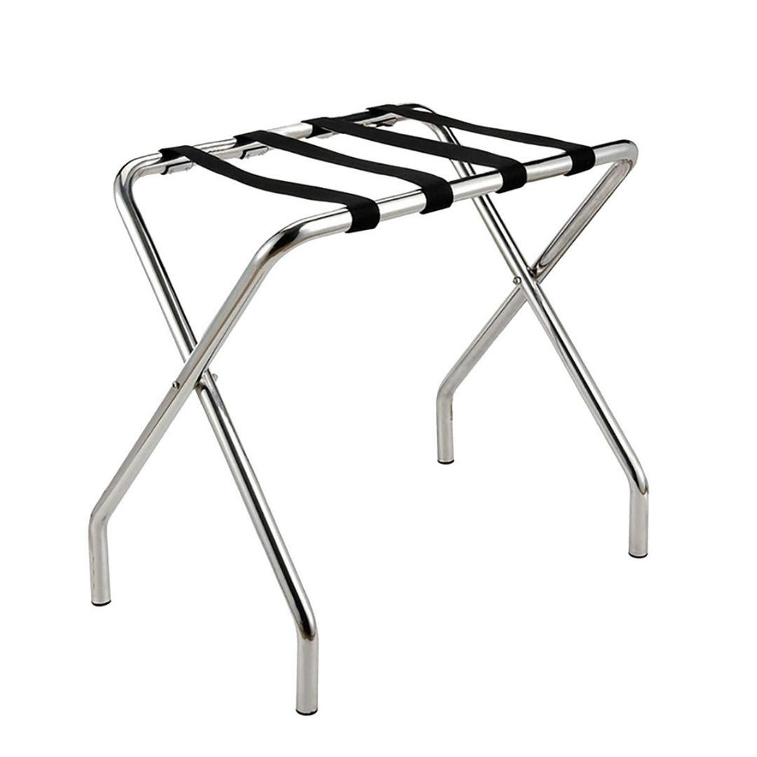 Compact Luggage Rack Stainless Steel Chrome Hotel & Airbnb
