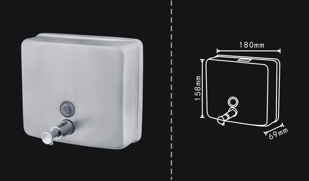 Compact Stainless Steel Liquid Soap Dispenser 1200ml Wall Mount