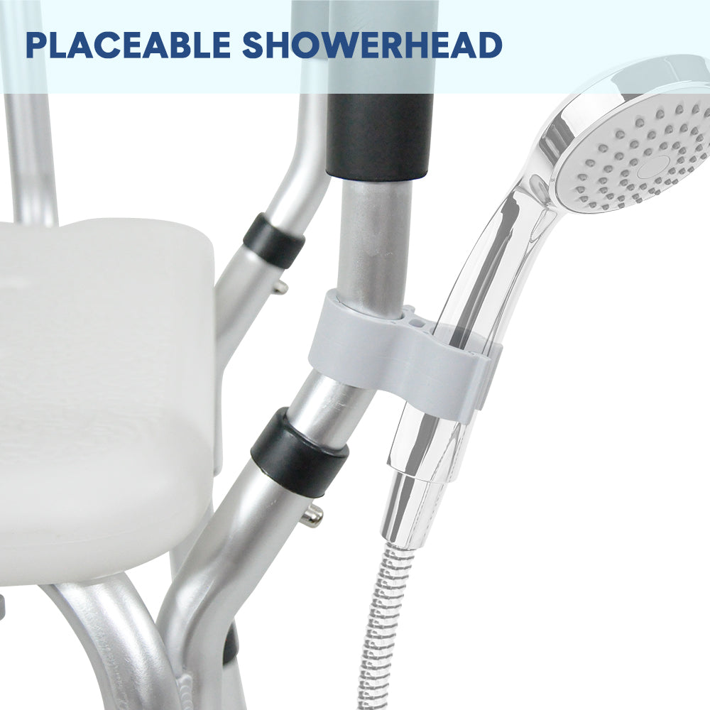 Shower Seat Bath Chair - Adjustable Non-Slip with Padded Arms & Removable Back