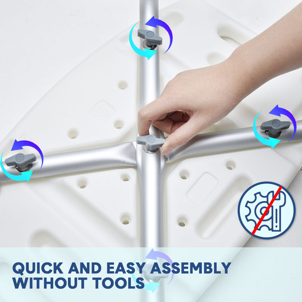 Shower Chair Non-Slip Bath Seat 37-52cm Adjustable with Armrest Max 100kg