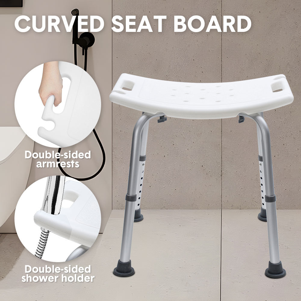 Shower Chair Non-Slip Bath Seat 37-52cm Adjustable with Armrest Max 100kg