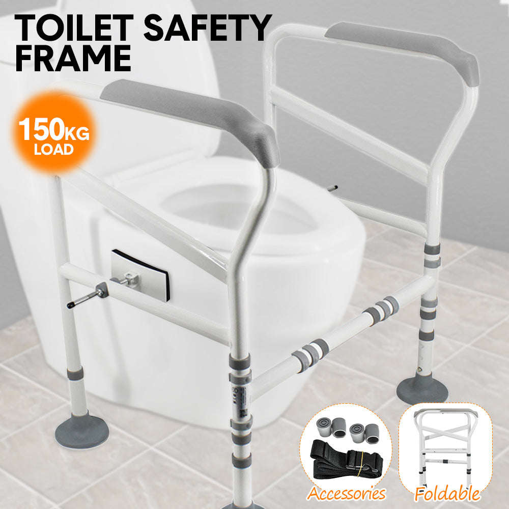 Toilet Frame Support Rail - Height & Width Adjustable for Elderly Max 150kg