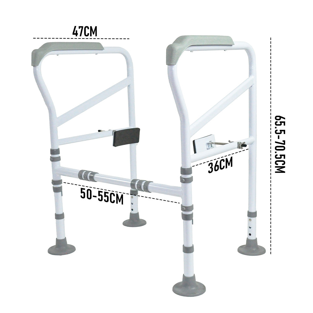 Toilet Frame Support Rail - Height & Width Adjustable for Elderly Max 150kg