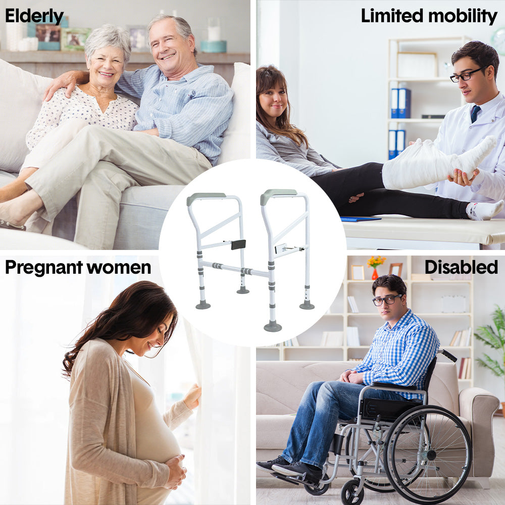 Toilet Frame Support Rail - Height & Width Adjustable for Elderly Max 150kg