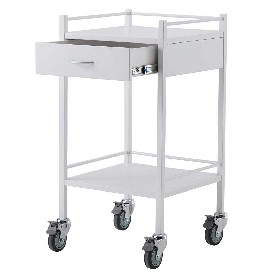 Powder Coated Trolley with Drawer and Bottom Shelf
