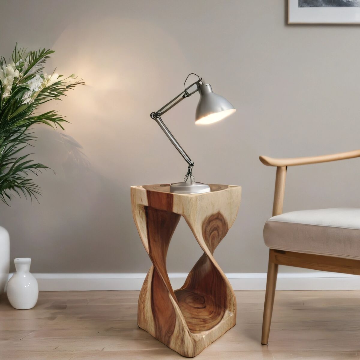 Handmade Timber Twist Side Table / Corner Stool / Plant Stand