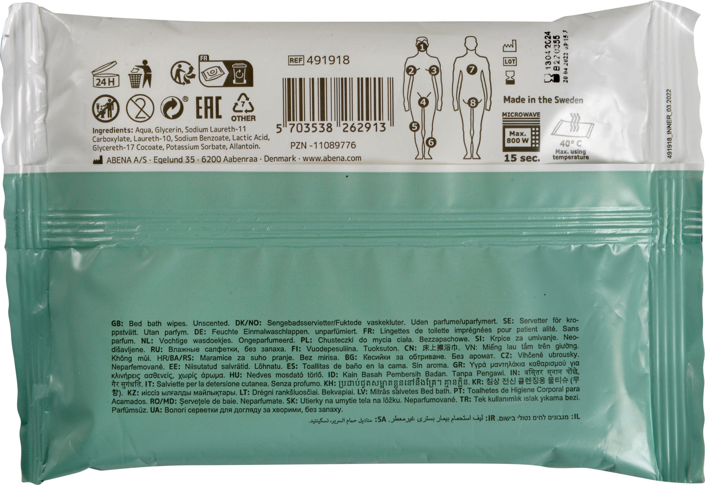 Abena Bed Bath Wipes 20x23cm 8pcs/pack
