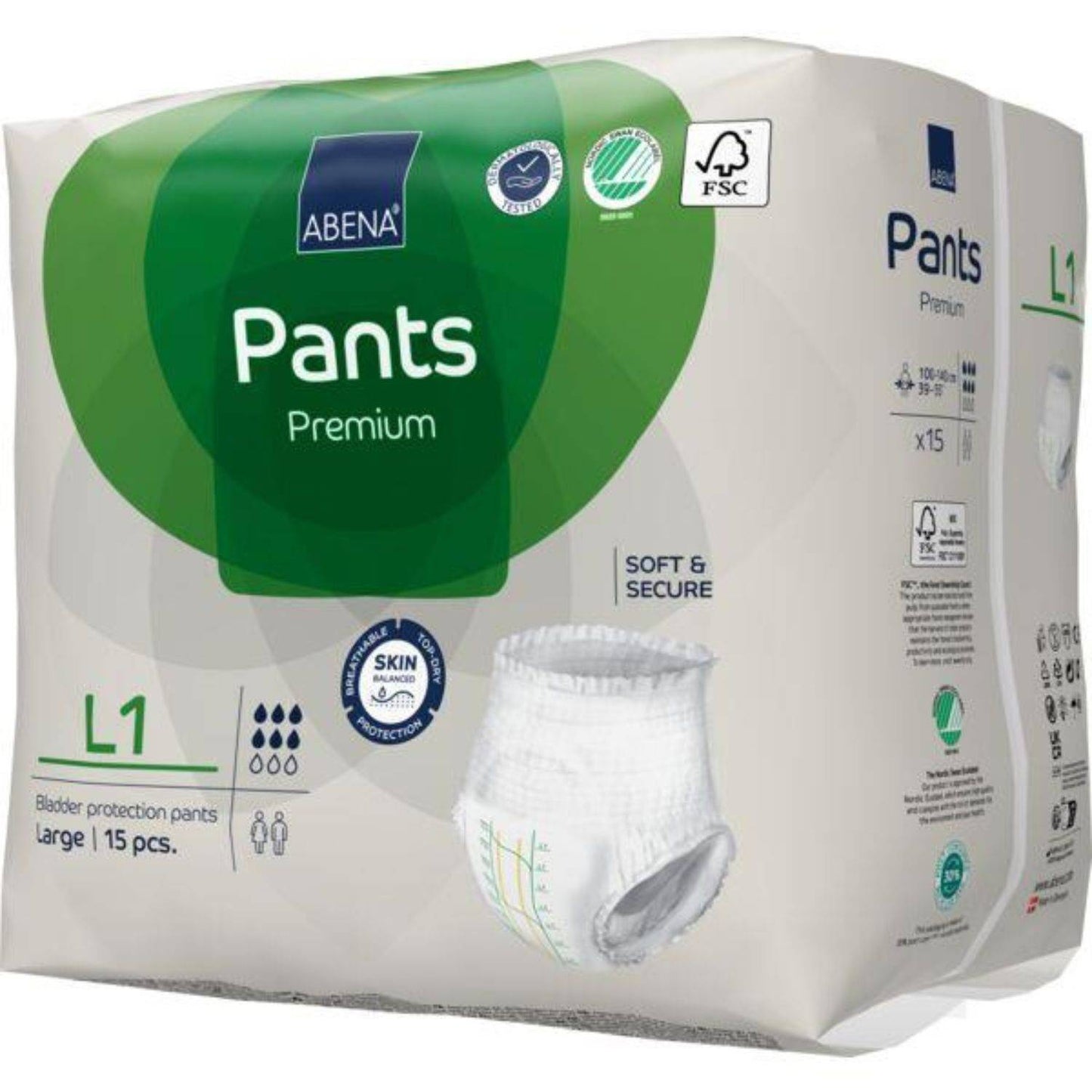 Abena Pants L1 Grn 1400ml 100-140cm
