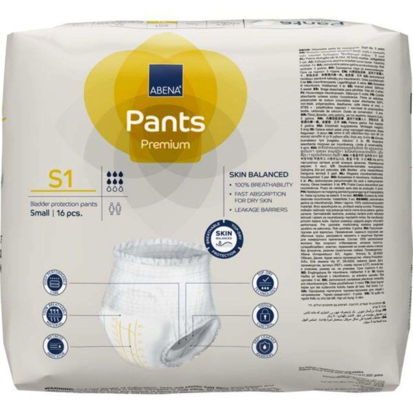 Abena Pants S1 Yel 1400ML 60-90cm