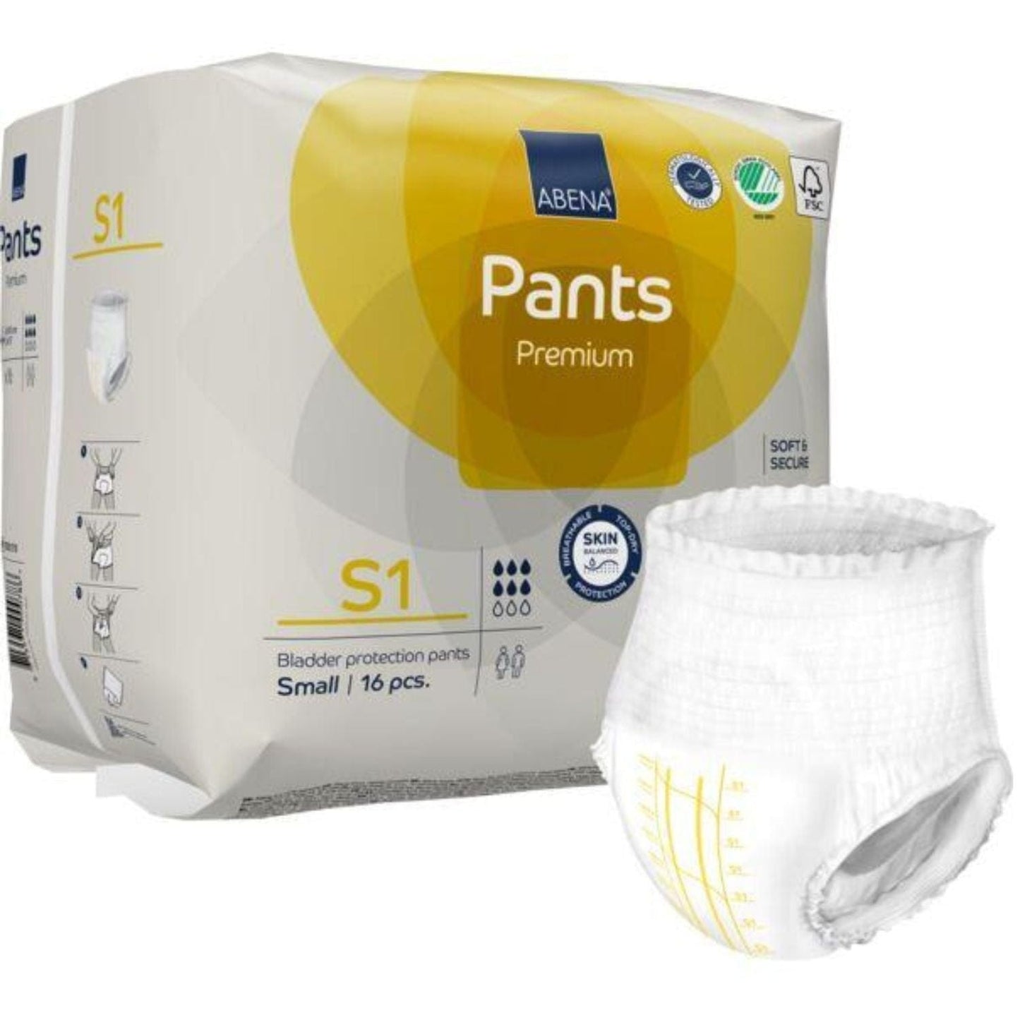 Abena Pants S1 Yel 1400ML 60-90cm