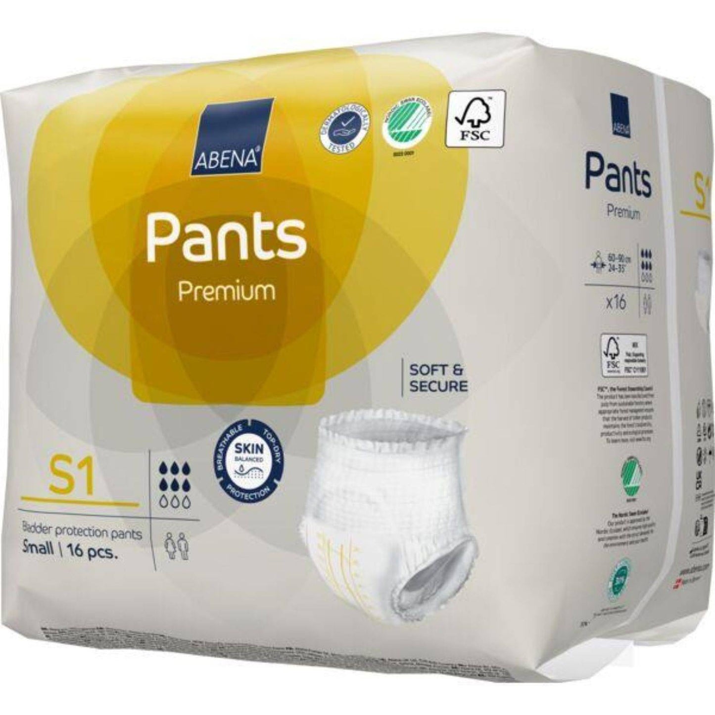 Abena Pants S1 Yel 1400ML 60-90cm