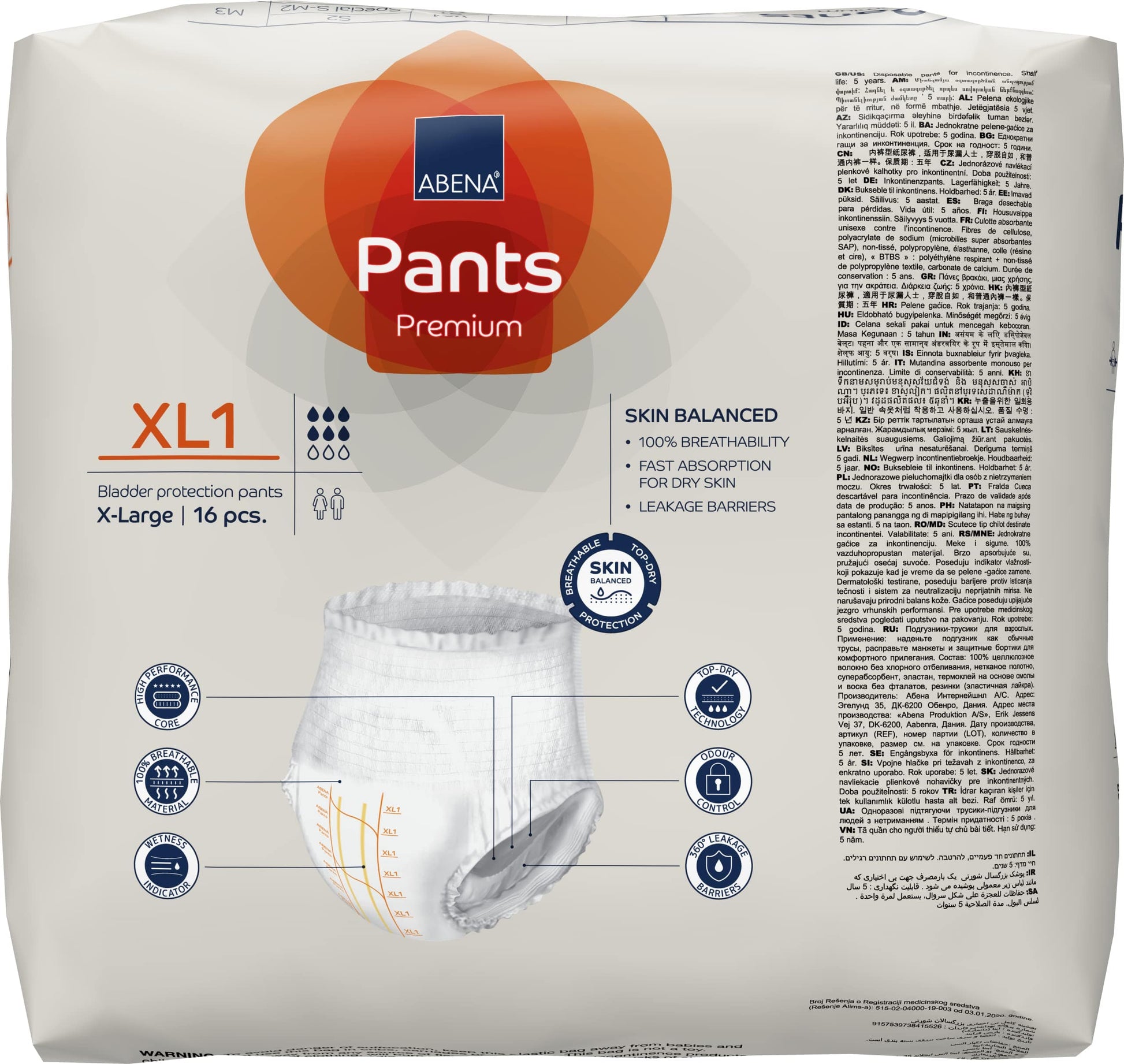Abena Incontinence Products Abena Pants XL1 Orange 1400ml 130-170cm