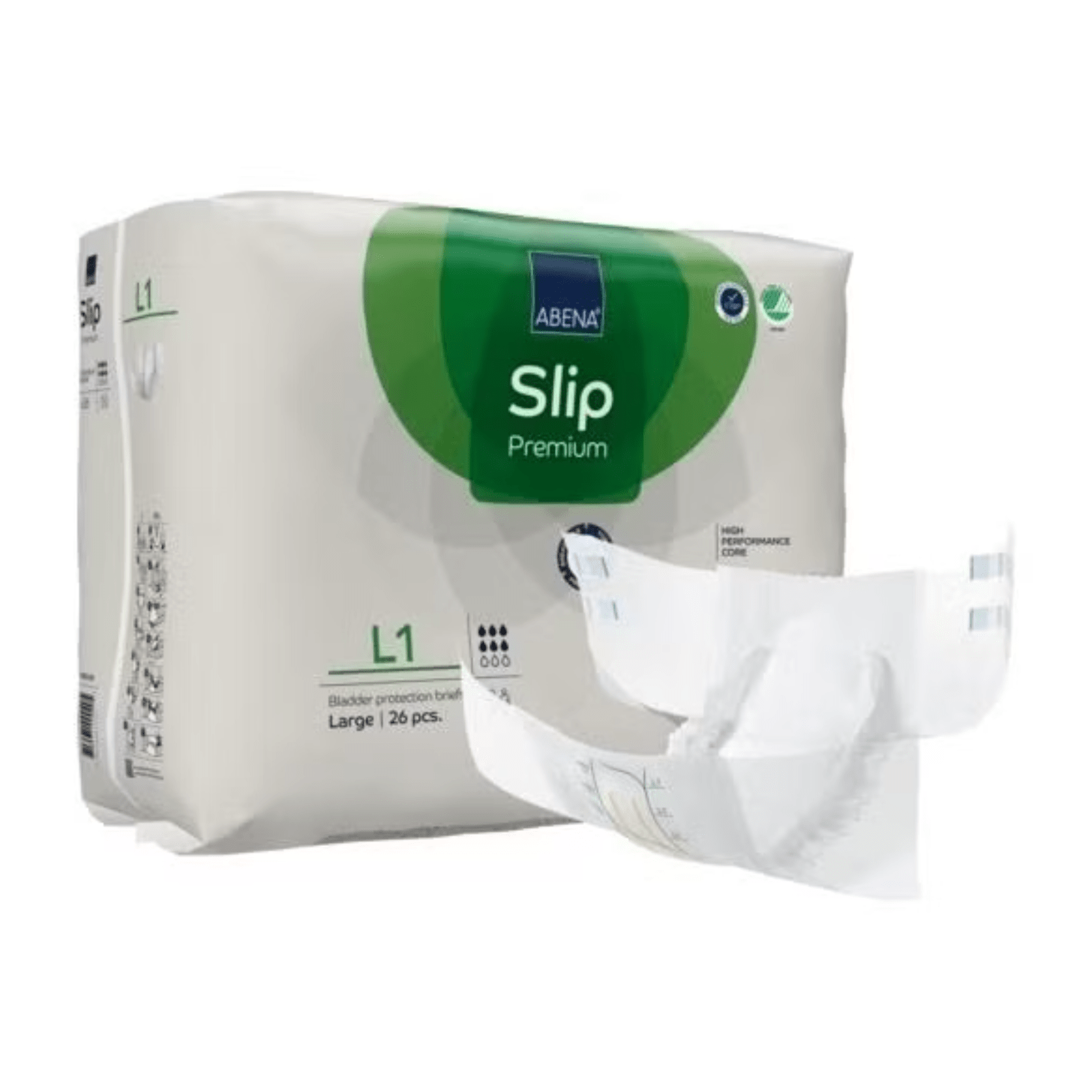 Abena Incontinence Briefs ABENA Slip Premium Briefs L1 Green 2500ml 100-150cm